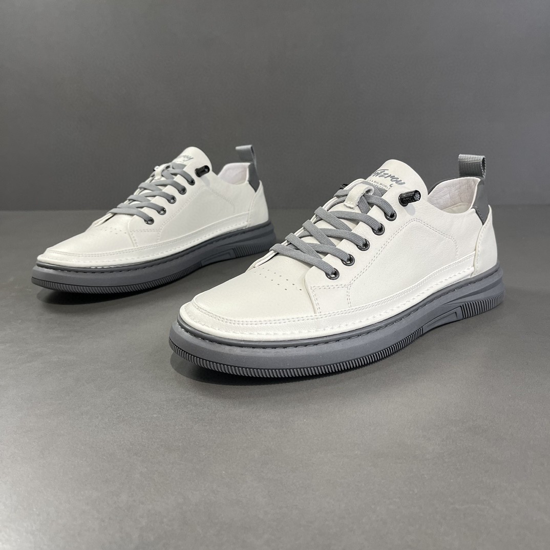 Men's Fashionable Leather Flat Shoes Trendy Casual Low-Top Shoes